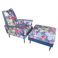 Arm Chair and ottoman Emilio Pucci original fabric