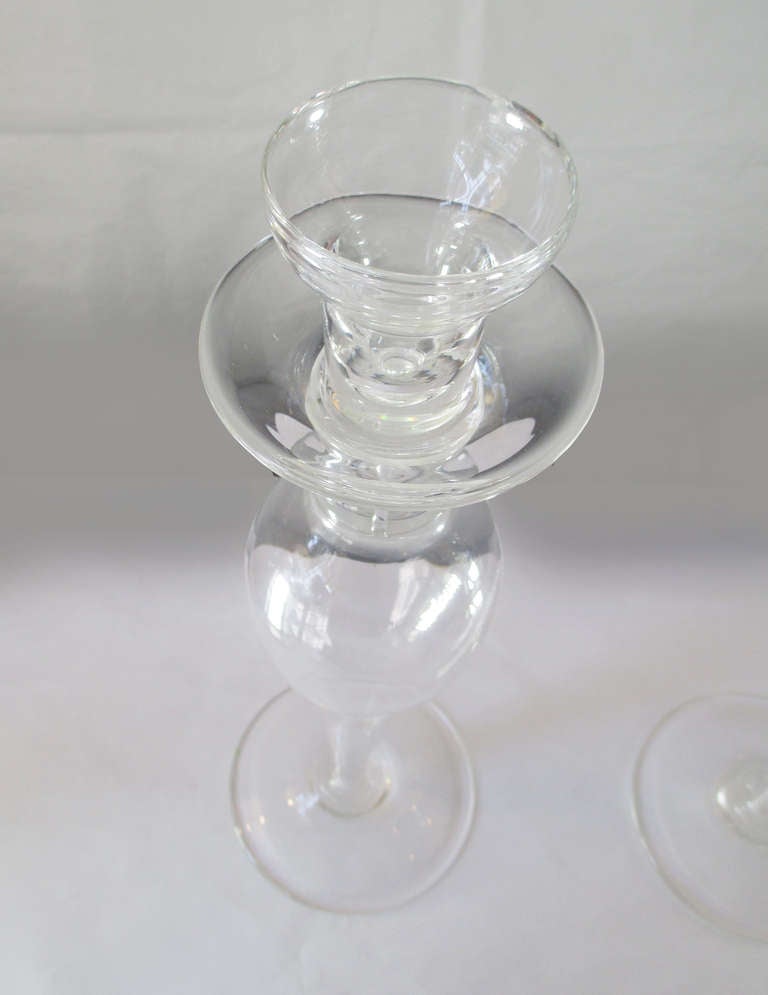 Steuben Pair of Candlesticks Clear Glass Signed 1