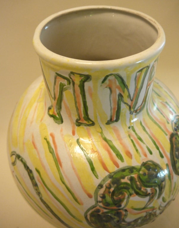 Contemporary Cisco Jimenez vase ceramica de Cuernavaca hand painted For Sale