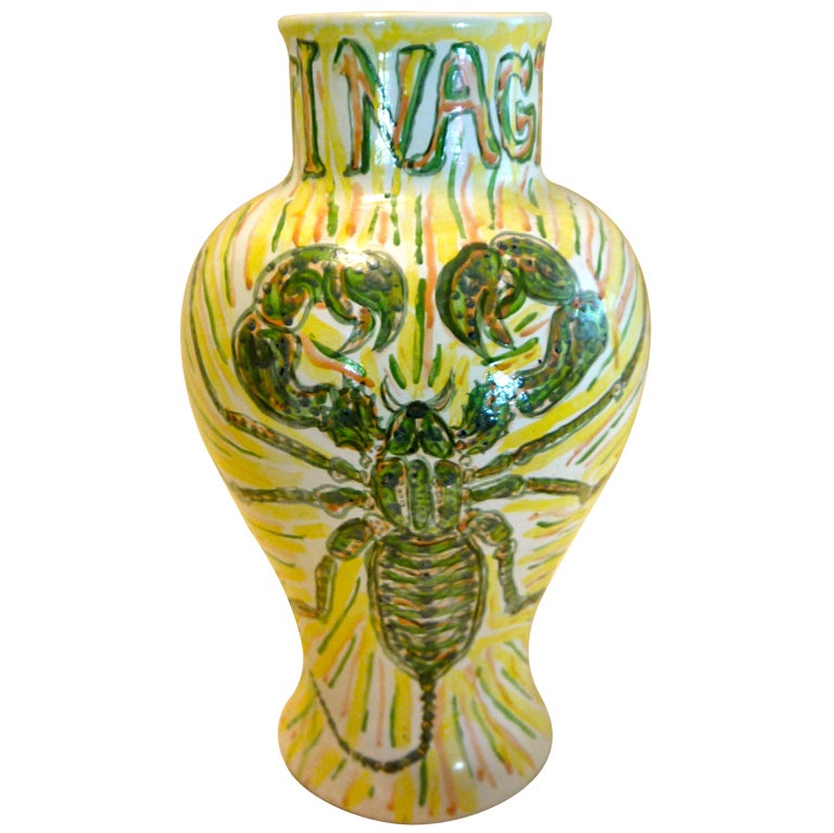 Cisco Jimenez vase ceramica de Cuernavaca hand painted For Sale