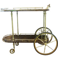 Aldo Tura rare bar cart goat skin parchment Brown