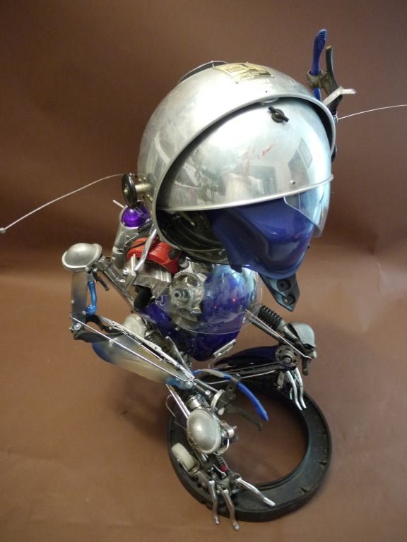 One sculpture of a boy, made of scrap by very well known Mexican artist Pablo Castillo