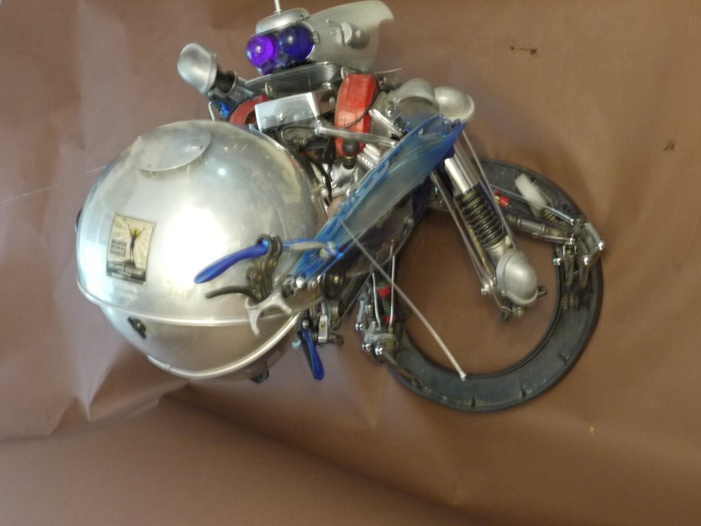 Mexican Pablo Castillo Sculpture Of A Boy Robot Scrap