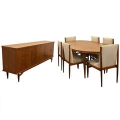 Frank Kyle Dining Table and Credenza Wood and Bronze