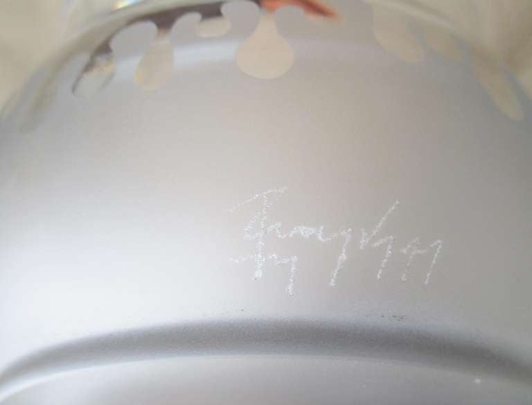 Pedro Ramirez Vazquez Glass Vase Signed 1