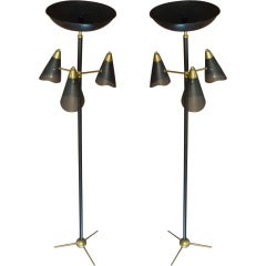 Pair of Stand Lamps Steel/Bronze 50`s Lightolier