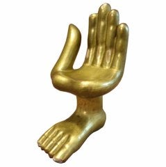 Pedro Friedeberg  Vintage Hand-Foot Sculpture Gold Leaf 60`s