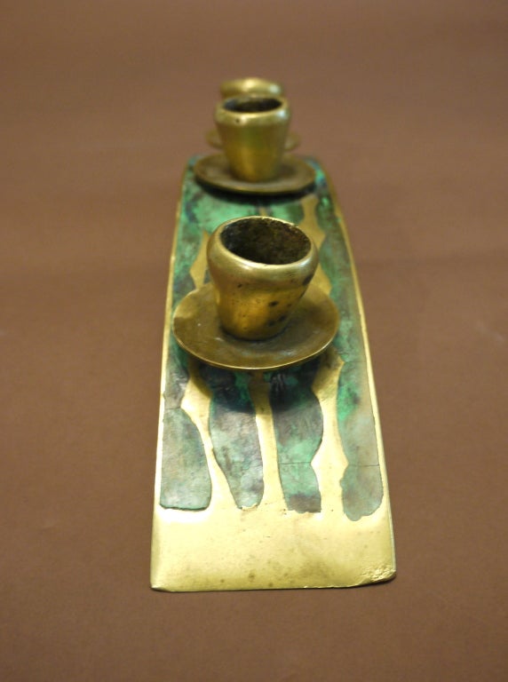 Mexican PEPE MENDOZA  table candelabrum candlestick bronze candle stand