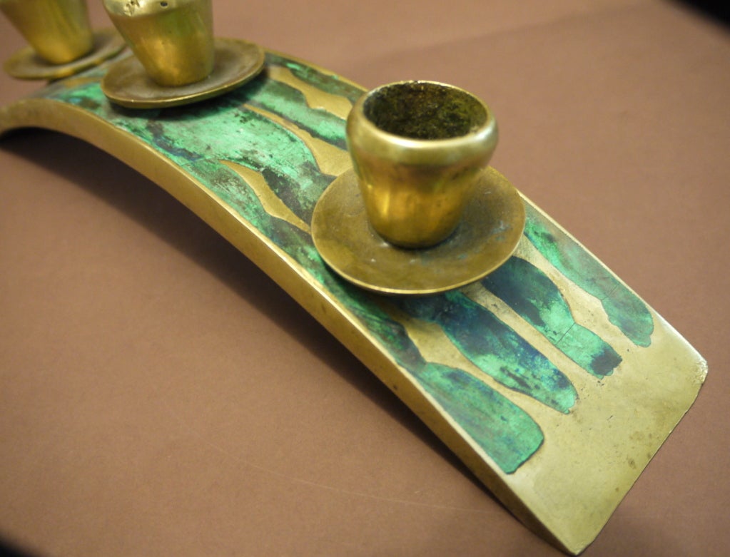 Bronze PEPE MENDOZA  table candelabrum candlestick bronze candle stand