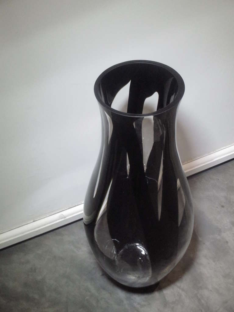 Murano Glass Large Bohemia Black and Clear Glass vase