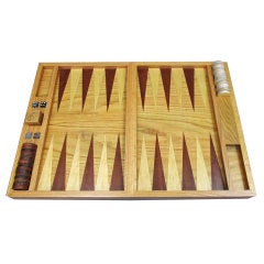 Diego Matthai Handmade Wooden Backgammon Set 2004 signed