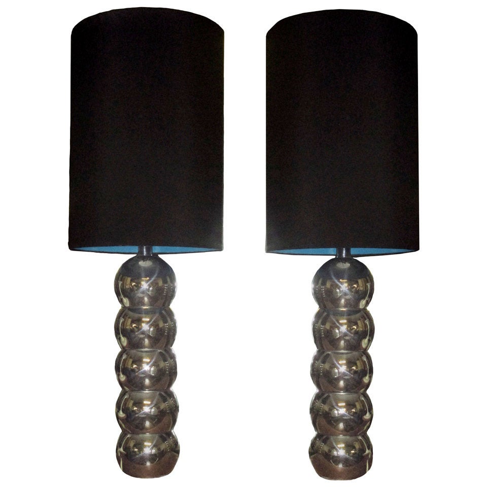 Pair of George Kovacs Chrome Balls Table Lamps