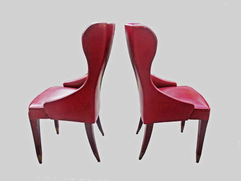 Leather Four Bergere Chairs, Colber International, Italy For Sale