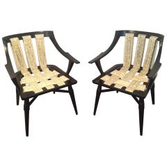 Pair of Edmund Spence restored arm chairs, lacquered wood