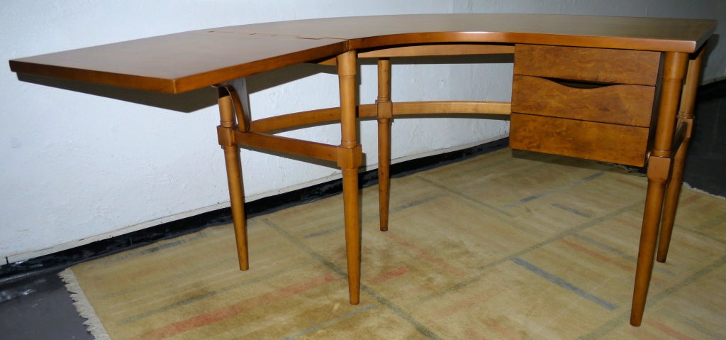 Harold M. Schwartz personal desk (recently restored), comes from his own home in Palm Beach Florida.
Designer for Romweber Furniture (Indiana US) Schwartz was asked to design and provide part of the furnish for United Nations headquarters building