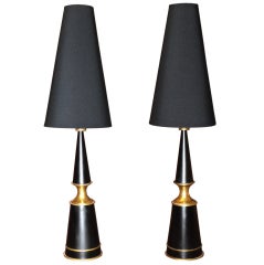 Artuto Pani Style Pair Of Lamps Steel Bronze