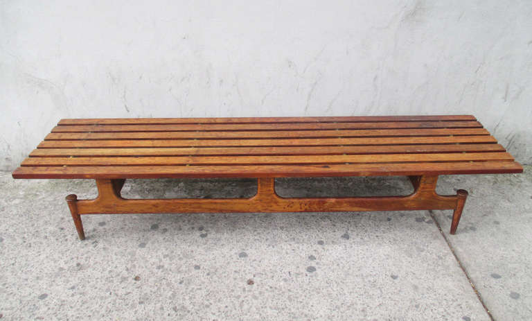 Early 1960's Mahogany and Bronce Bench