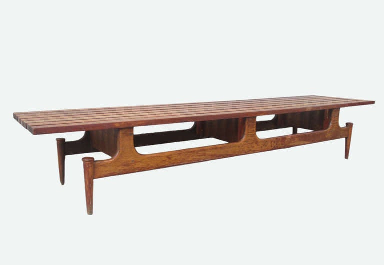 Early 1960s Mahogany and Bronze Bench For Sale 1