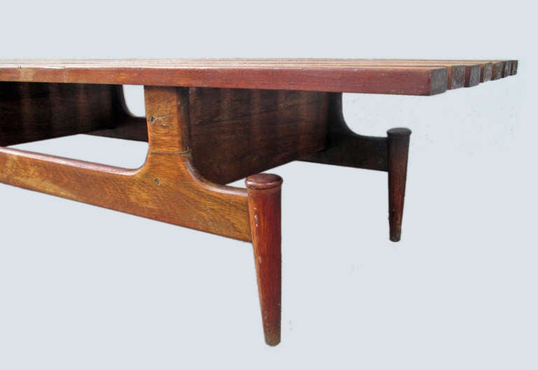 Mid-20th Century Early 1960s Mahogany and Bronze Bench For Sale