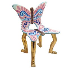 Ceramic Pedro Friedeberg Butterfly Chair Sculpture Signed