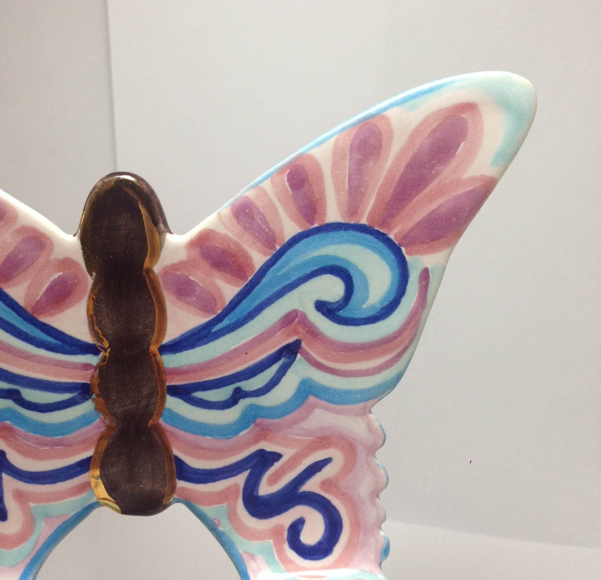 Enameled Ceramic Pedro Friedeberg Butterfly Chair Sculpture Signed For Sale