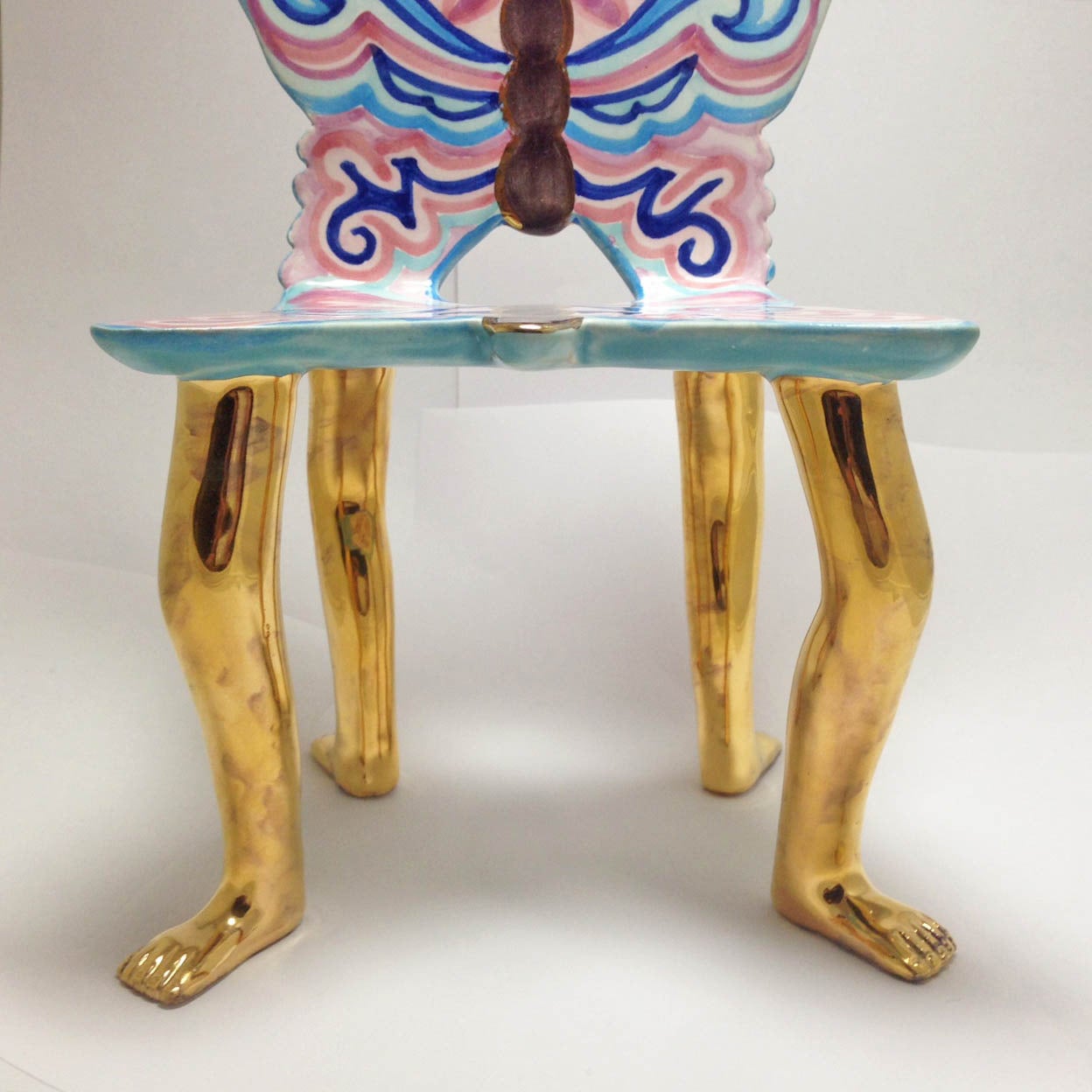 Ceramic Pedro Friedeberg Butterfly Chair Sculpture Signed In Excellent Condition For Sale In 0, Cuauhtemoc