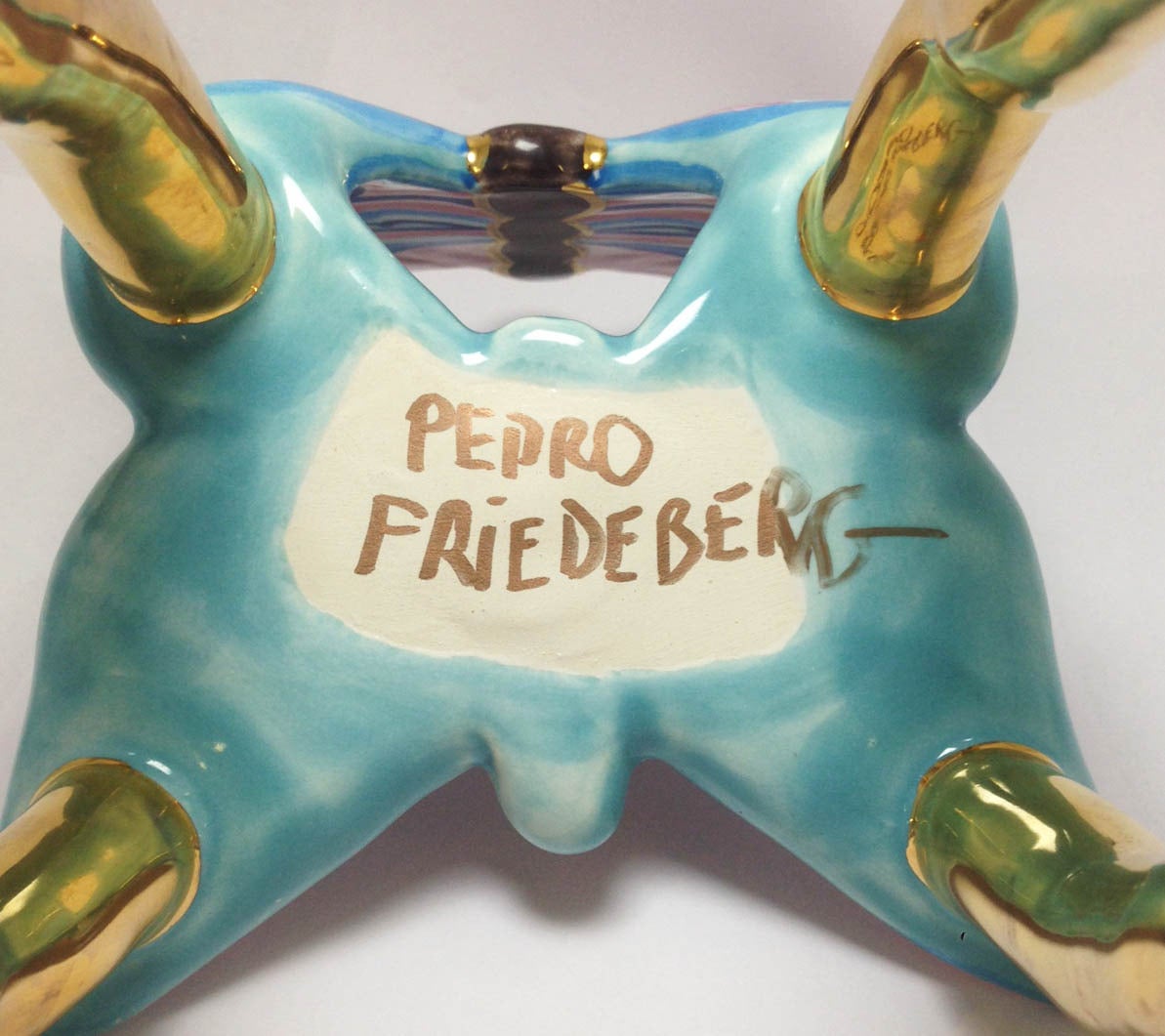 Ceramic Pedro Friedeberg Butterfly Chair Sculpture Signed For Sale 1