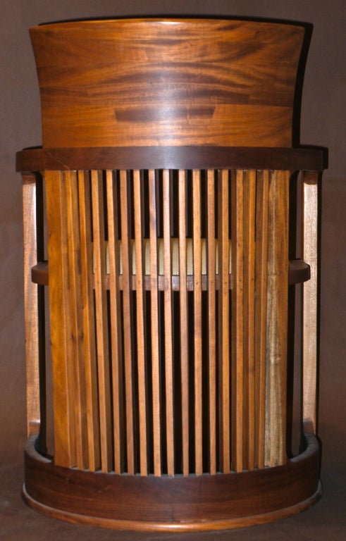 Wood Pair of wooden barrel chairs after Frank Lloyd Wright