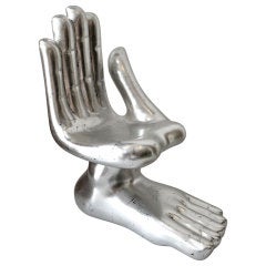 Pedro Friedeberg Hand-Foot Sculpture Silver Leaf on porcelain