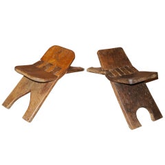 African style mexican tropical wood pair of stools