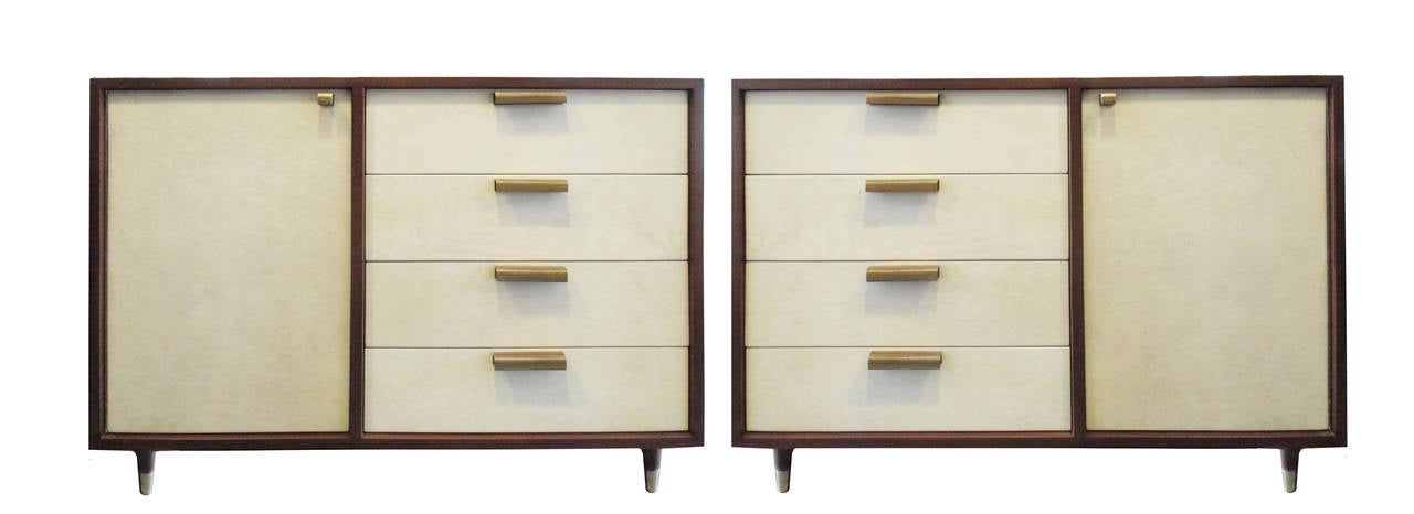 Fernando Barbará pair of credenzas made in mahogany, parchment and bronze.
With doors and drawers.