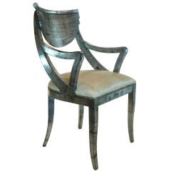 Pietro Constantini arm chair desk lacquer silver leaf leather