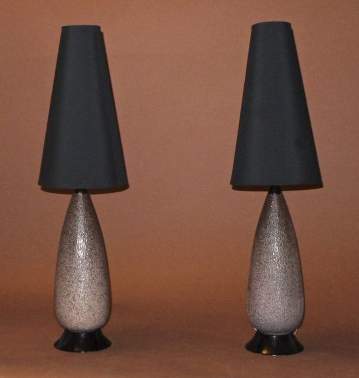 Pair of stoneware table lamps.
Shades height 17.5 x 10 x 4.5
 by Felix Tissot TAXCO
Mexico