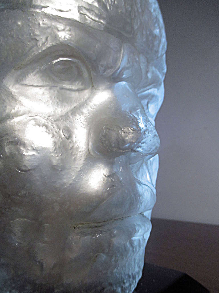 Mid-20th Century Pedro Ramirez Vazquez Olmec Mercury Glass Sculpture