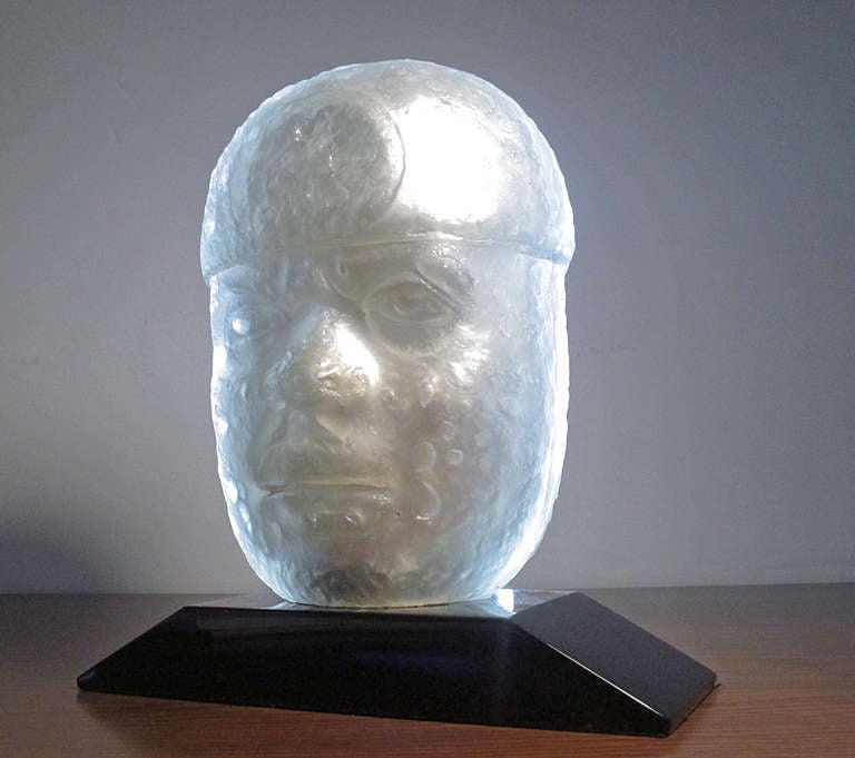 Mexican Pedro Ramirez Vazquez Olmec Mercury Glass Sculpture
