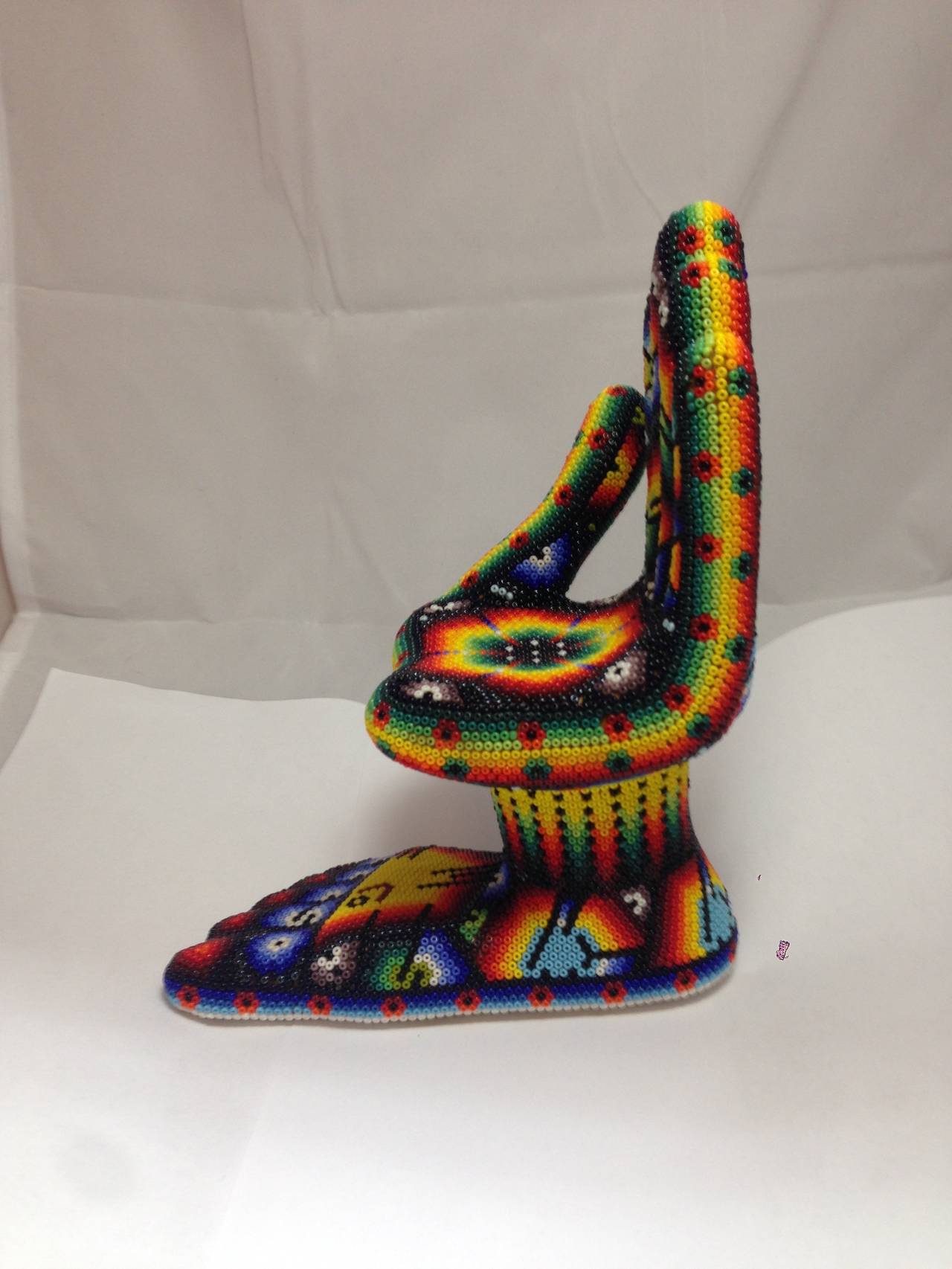 Pedro Friedeberg Huichol Hand-Foot Chair Sculpture Unique Piece In Excellent Condition For Sale In 0, Cuauhtemoc