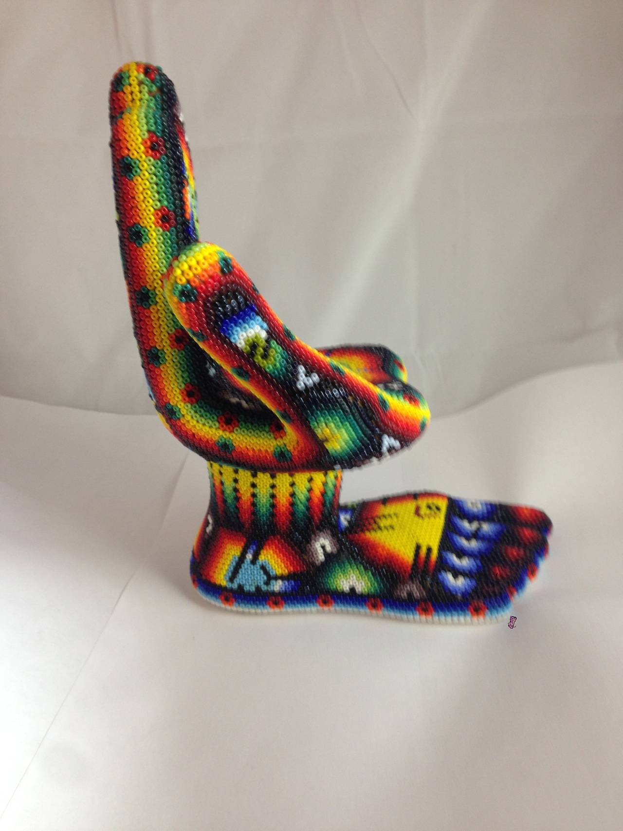 Mexican Pedro Friedeberg Huichol Hand-Foot Chair Sculpture Unique Piece For Sale
