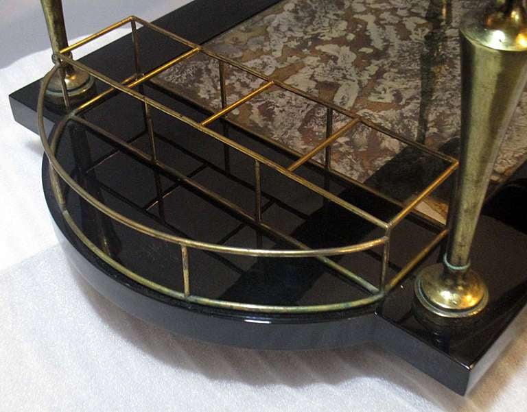 Mid-20th Century Arturo Pani Black Lacquered Wood And Brass Serving Trolley Car