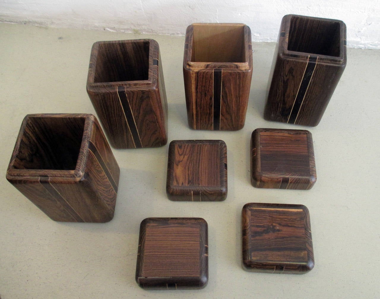 Mid-20th Century Four Spice Boxes in Cocobolo by Don Shoemaker, circa 1960