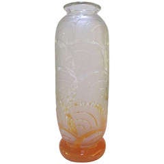 Le Verre Francais Etched Glass Vase