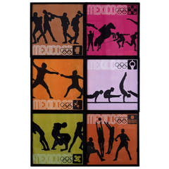 Used Set of Six Prints from the 1968 Olympics Game in Mexico by Lance Wyman