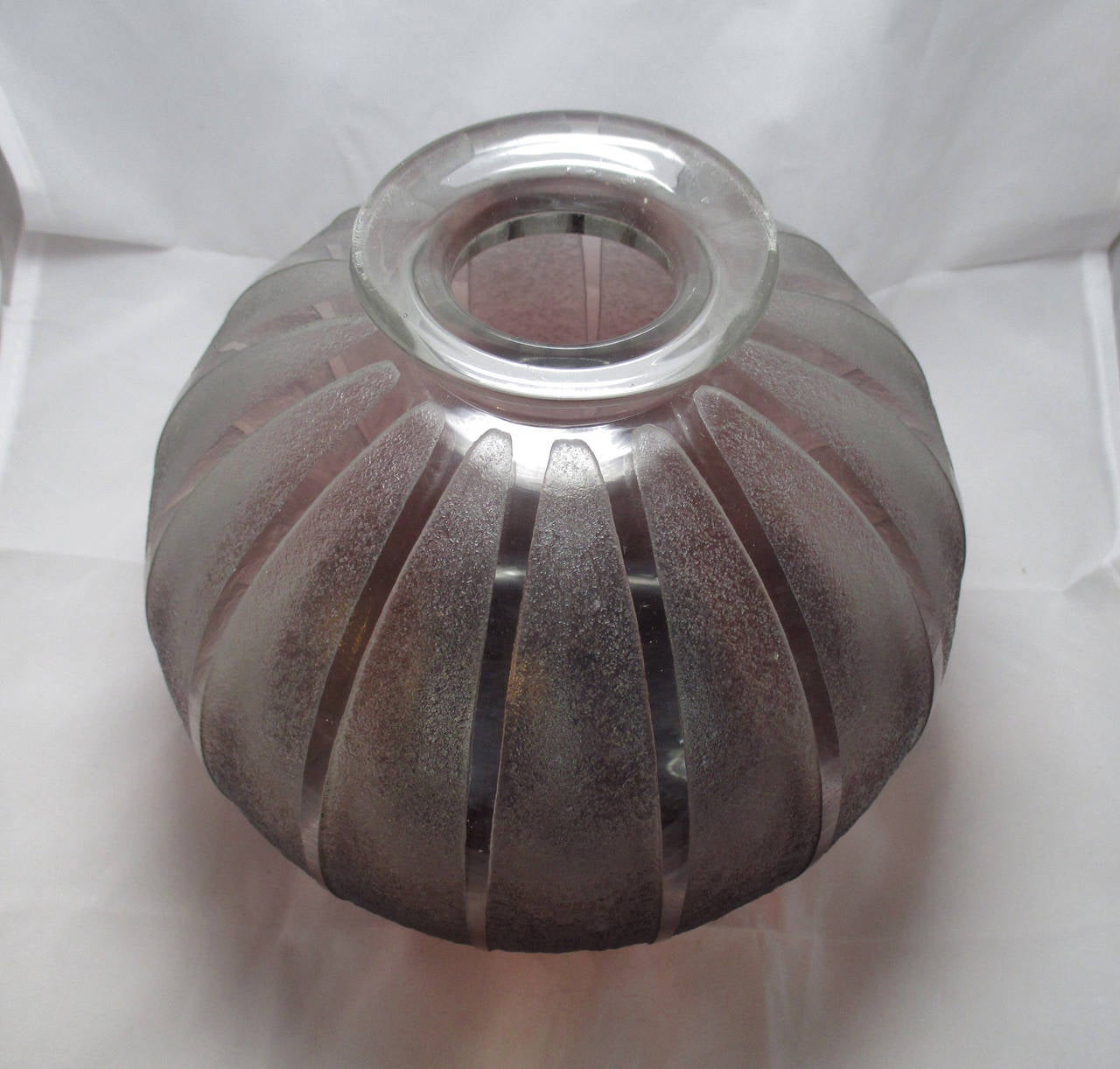 Art Deco Acid Etched Glass Vase Signed Schneider, 1920s 3