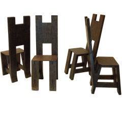 Mid Century Sculptural Wood Chairs (4)