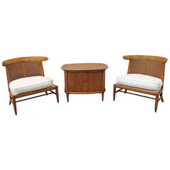 Pair of Tomlinson Sophisticate Line Slipper Chairs with Cabinet Tagged