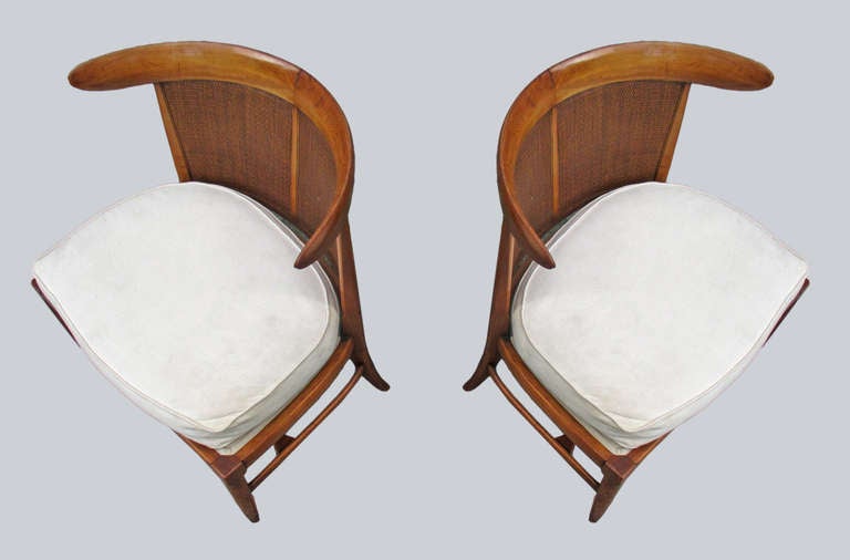 Pair of Tomlinson Sophisticate Line Slipper Chairs with Cabinet Tagged 4