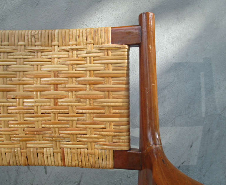 Pair of Teak and Cane Armchairs by Hans Wegner 1