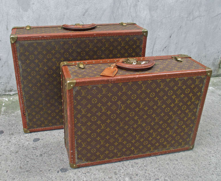 Pair of Louis Vuitton Alzer Vintage Suitcases 2