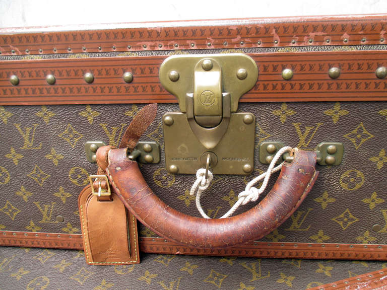 Brass Pair of Louis Vuitton Alzer Vintage Suitcases