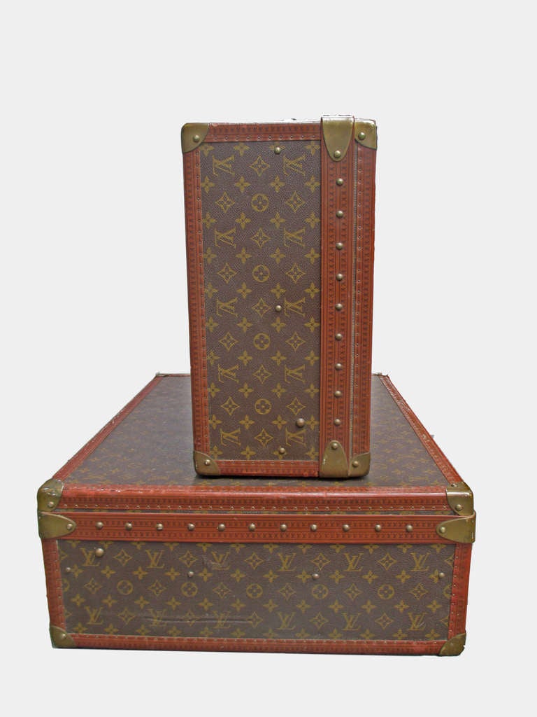 Mexican Pair of Louis Vuitton Alzer Vintage Suitcases
