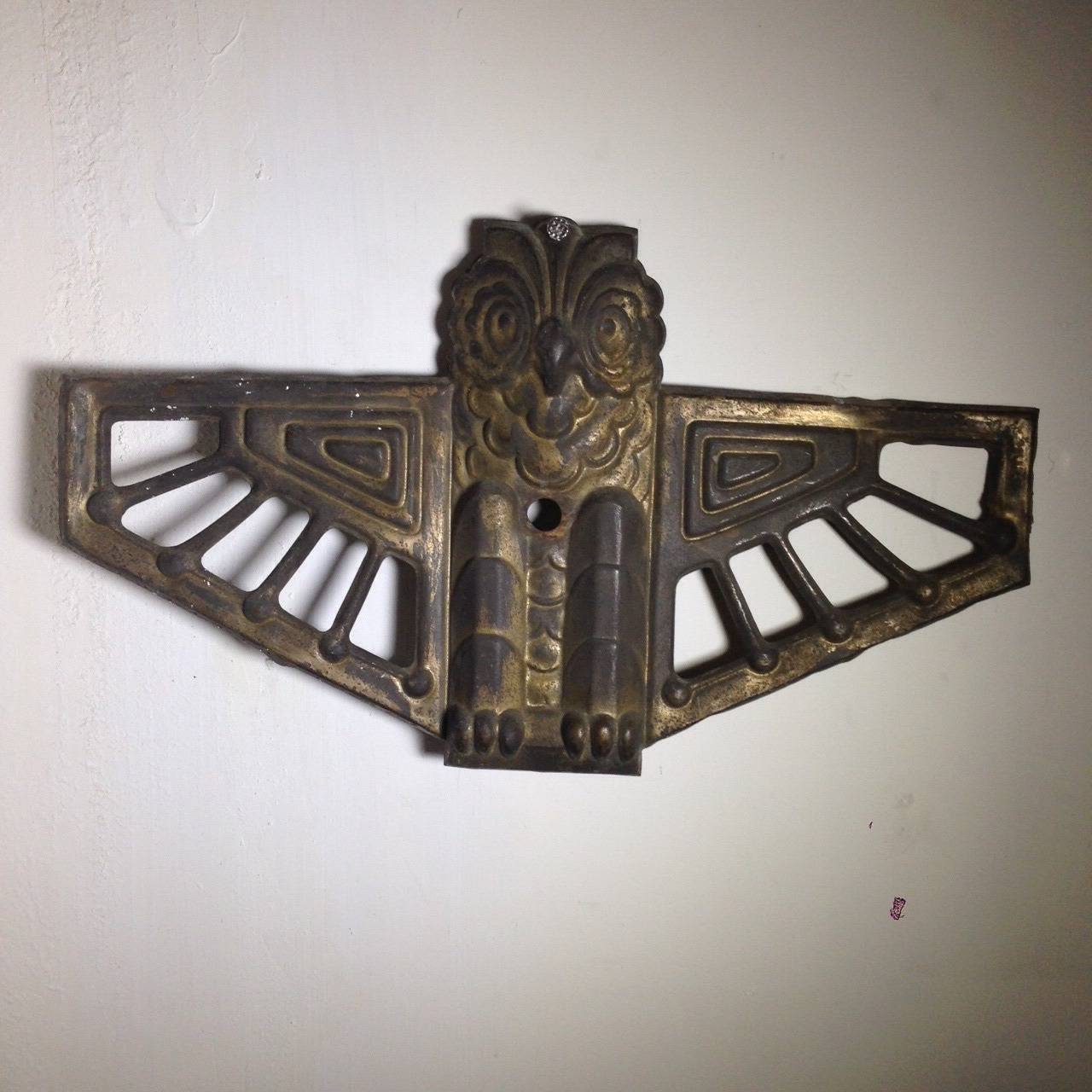 Mexican Set of Art Deco Brass Owls Appliques